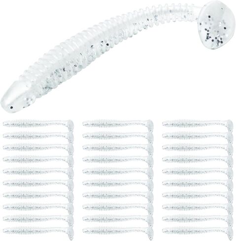 Swimbaits Paddle 25/30/50PCS, 4/3/2 Inchs, Plastic Bait Swimmer for Trout Crappie Bass,White bass Lures for Saltwater/Freshwater,Two Styles-Thick & Slende in Kuwait