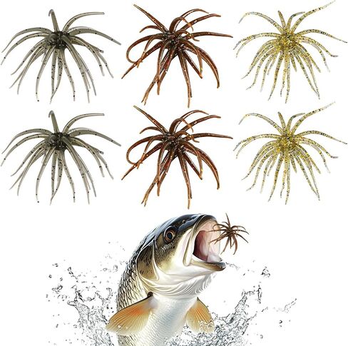 6-Piece Pack of Floating Lures, Dice Baits for Bass Fishing, Finesse Fishing Lures with Sea Urchin Bait Design, Soft Plastic Baits for Drop Shot and Wacky Rig Setups in Saudi Arabia