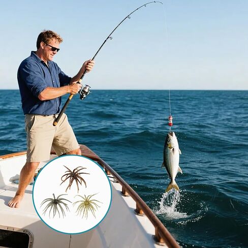 6-Piece Pack of Floating Lures, Dice Baits for Bass Fishing, Finesse Fishing Lures with Sea Urchin Bait Design, Soft Plastic Baits for Drop Shot and Wacky Rig Setups in Saudi Arabia