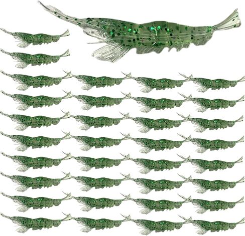 30Pcs Simulation Fishing Soft Plastic Lures Bait Kit, Lumionous Shrimp Lures Set, Universal Size 3.2in, 1/8oz, Bass Fishing Tackle in Kuwait