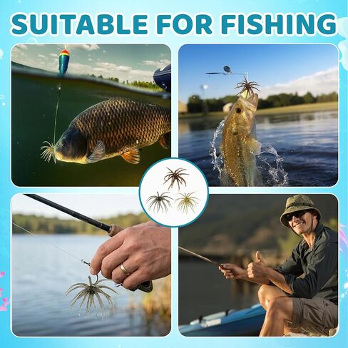 6-Piece Pack of Floating Lures, Dice Baits for Bass Fishing, Finesse Fishing Lures with Sea Urchin Bait Design, Soft Plastic Baits for Drop Shot and Wacky Rig Setups in Saudi Arabia