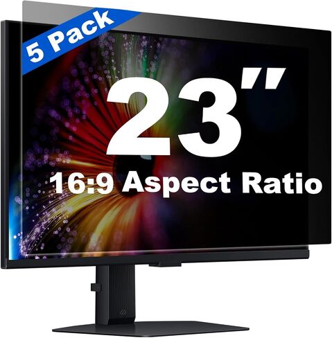 [5 Pack] 23 Inch Computer Privacy Screen for 16:9 Aspect Ratio Widescreen Monitor, Eye Protection Anti Glare Blue Light Filter Shield, Removable Anti-Scratch Anti Spy Protector in Kuwait
