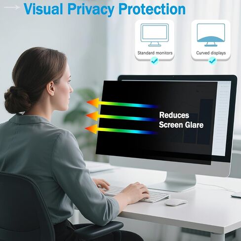 [5 Pack] 23 Inch Computer Privacy Screen for 16:9 Aspect Ratio Widescreen Monitor, Eye Protection Anti Glare Blue Light Filter Shield, Removable Anti-Scratch Anti Spy Protector in Kuwait