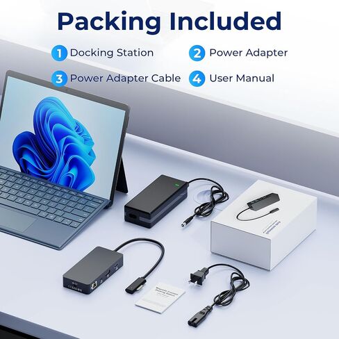 Surface Pro Docking Station, Triple Display Dual 4K HDMI VGA, 12-in-1 Dock in Kuwait