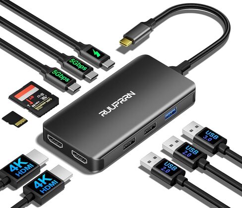 10 in 1 Laptop Docking Station Dual Monitor for Laptop, 4K USB C Hub Dock in Kuwait