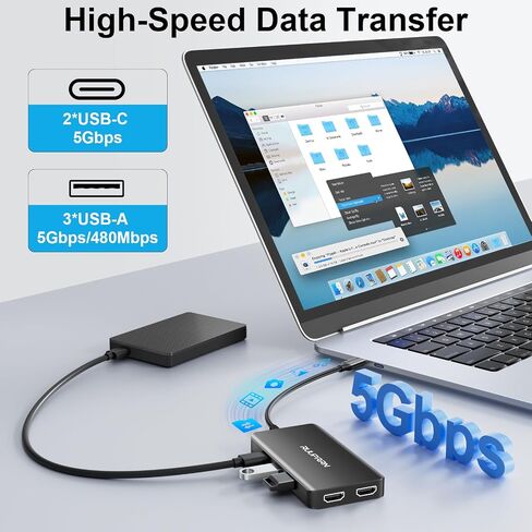 10 in 1 Laptop Docking Station Dual Monitor for Laptop, 4K USB C Hub Dock in Kuwait