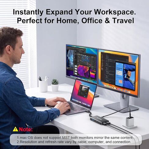 10 in 1 Laptop Docking Station Dual Monitor for Laptop, 4K USB C Hub Dock in Kuwait