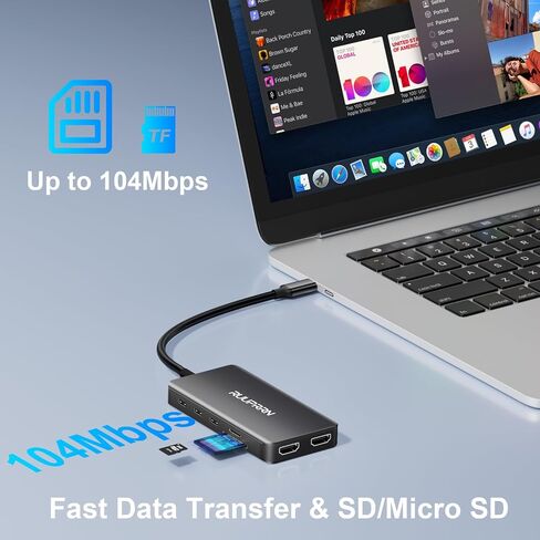 10 in 1 Laptop Docking Station Dual Monitor for Laptop, 4K USB C Hub Dock in Kuwait