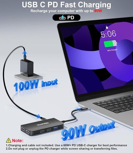 10 in 1 Laptop Docking Station Dual Monitor for Laptop, 4K USB C Hub Dock in Kuwait