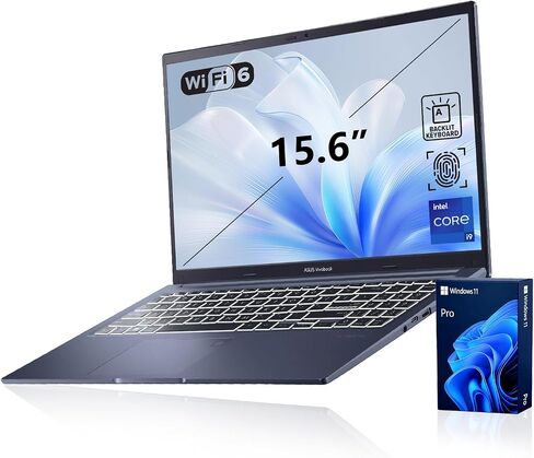 ASUS Vivobook Core i9-13900H Laptop, 15.6" FHD Display, PCONLINE Customized 16GB/32GB/48GB RAM, 1TB/2TB SSD, Physical Webcam Shield, Backlit & Numeric Keyboard, FP Reader, Wi-Fi 6, Windows11 Pro, Blue in Kuwait