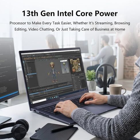 ASUS Vivobook Core i9-13900H Laptop, 15.6" FHD Display, PCONLINE Customized 16GB/32GB/48GB RAM, 1TB/2TB SSD, Physical Webcam Shield, Backlit & Numeric Keyboard, FP Reader, Wi-Fi 6, Windows11 Pro, Blue in Kuwait