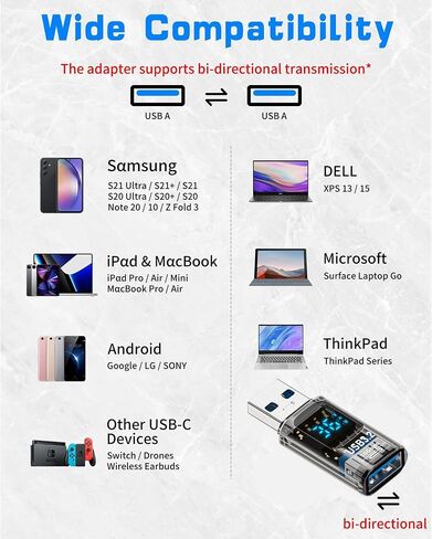 USB to USB3.2 Adapter,10Gbps Converter with LED Voltage Display (2Pack) in Kuwait