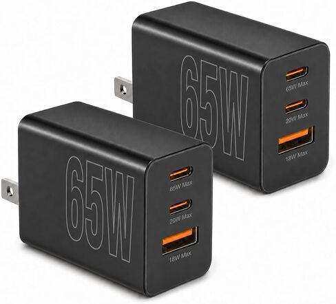 3-Port 65W USB C Charger, 2-Pack PD Quick 3.0 Charger for Galaxy S26 Ultra in Saudi Arabia