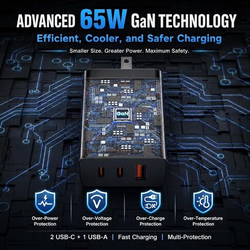 3-Port 65W USB C Charger, 2-Pack PD Quick 3.0 Charger for Galaxy S26 Ultra in Saudi Arabia