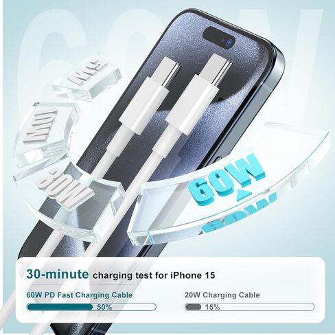20W Fast Charger USBC for iPhone 17 16 15 & 6/6/10FT Charging Cable Cord in Saudi Arabia