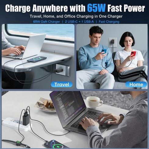 3-Port 65W USB C Charger, 2-Pack PD Quick 3.0 Charger for Galaxy S26 Ultra in Saudi Arabia
