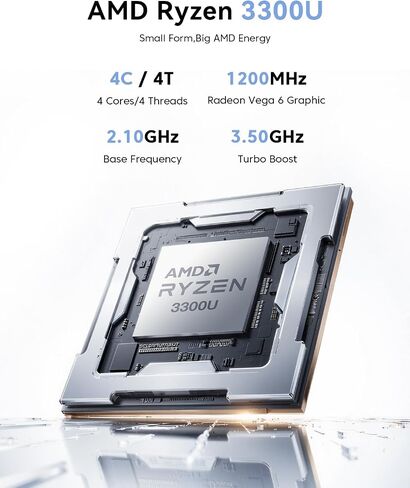 KAMRUI P1 Mini PC AMD Ryzen 3300U (4C/4T, up to 3.5GHz), Mini Desktop Computer 16GB RAM 256GB M.2 SSD, 4K Triple Display/LAN/WiFi/BT/USB3.2 Type-C/HDMI 2.0/DP 1.4 Mini Computer for Home Office in Kuwait