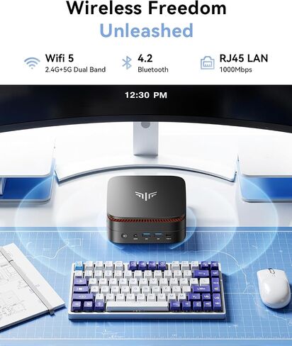 KAMRUI P1 Mini PC AMD Ryzen 3300U (4C/4T, up to 3.5GHz), Mini Desktop Computer 16GB RAM 256GB M.2 SSD, 4K Triple Display/LAN/WiFi/BT/USB3.2 Type-C/HDMI 2.0/DP 1.4 Mini Computer for Home Office in Kuwait
