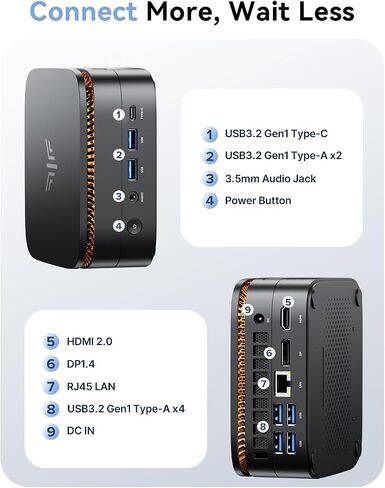 KAMRUI P1 Mini PC AMD Ryzen 3300U (4C/4T, up to 3.5GHz), Mini Desktop Computer 16GB RAM 256GB M.2 SSD, 4K Triple Display/LAN/WiFi/BT/USB3.2 Type-C/HDMI 2.0/DP 1.4 Mini Computer for Home Office in Kuwait