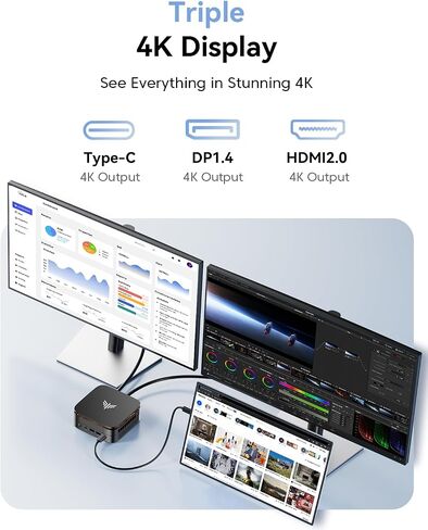 KAMRUI P1 Mini PC AMD Ryzen 3300U (4C/4T, up to 3.5GHz), Mini Desktop Computer 16GB RAM 256GB M.2 SSD, 4K Triple Display/LAN/WiFi/BT/USB3.2 Type-C/HDMI 2.0/DP 1.4 Mini Computer for Home Office in Kuwait