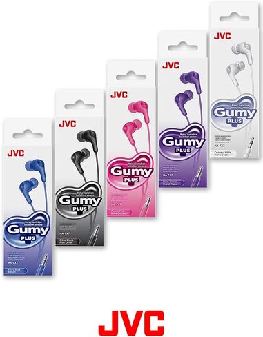 JVC Gumy in Ear Earbud Headphones, Powerful Sound, Comfortable and Secure Fit, Silicone Ear Pieces S/M/L - HAFX7W White in Kuwait