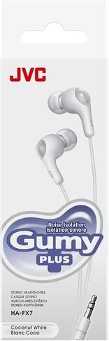 JVC Gumy in Ear Earbud Headphones, Powerful Sound, Comfortable and Secure Fit, Silicone Ear Pieces S/M/L - HAFX7W White in Kuwait