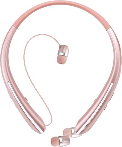 Bluetooth Headphones Retractable, Wireless Earbuds Neckband IPX5 Sweatproof, Bluetooth Headset with Microphone Vibration Call, Stereo Noise Cancelling Earphones (Black Blue) in Kuwait