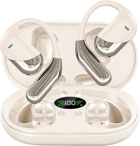 Open Ear Bone Conduction Headphones，,Over Ear Earbuds with Ergonomic Earhook,Bluetooth Headphones 5.4 with Smart Digital Display,60H Playtime,IPX7 Waterproof,Touch Control Operate Running Fit Cycling in Kuwait