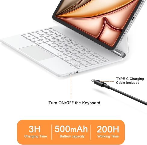 Magic Keyboard for iPad Air 11 inch M3/M2, Keyboard Case for iPad Air 5th/4th Gen, Magnetic Stand, Multi-Touch Trackpad Backlit, Compatible with iPad Pro 11(1st /2nd /3rd /4th), White in Kuwait