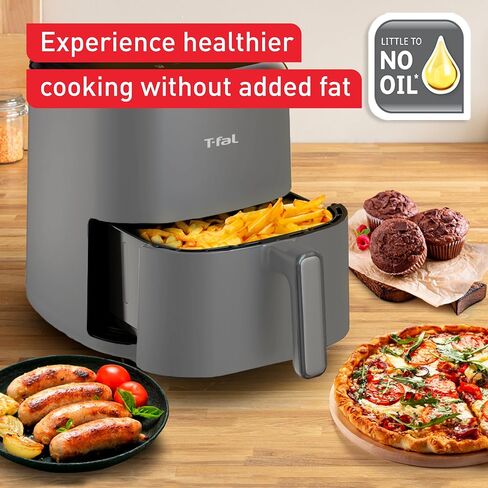 T-fal Easy Fry Max 5.3 qt Digital Air Fryer: 10 Versatile Cooking Programs, Intuitive Touchscreen, Dishwasher-Safe Basket, Fast and Healthy Cooking for Crispy Delicious Results, Grey in Kuwait