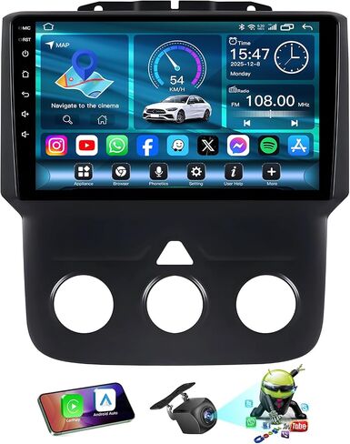 4GB RAM+64GB ROM Car Radio for Dodge Ram 1500 2500 2013-2018: 1280 * 800 Touchscreen Car Stereo Upgrade Wireless CarPlay Android Auto with Voice Control Bluetooth 5G WiFi GPS Backup Camera FM in Saudi Arabia
