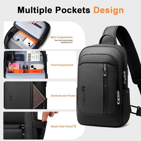 Crossbody Sling Chest Shoulder Bag for Men Women with USB Charging Port in Kuwait