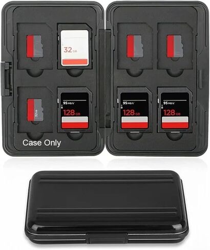 Memory Card Case Storage Card Carrying Case Memory Holder Watertight Hard Wearing Anti Scratch Aluminum ABS TPU Storage Box with Large Capacity for Work Travel in Kuwait