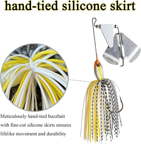 Top Water Fishing Lures 4PCS, 2/3 oz Chatterbait Fishing Lures, Hand-Tied Skirt Buzz Baits for Bass Fishing, Spinnerbait Buzzbait with Lifelike Swimming Action in Kuwait
