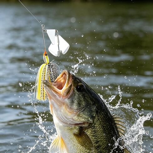 Top Water Fishing Lures 4PCS, 2/3 oz Chatterbait Fishing Lures, Hand-Tied Skirt Buzz Baits for Bass Fishing, Spinnerbait Buzzbait with Lifelike Swimming Action in Kuwait