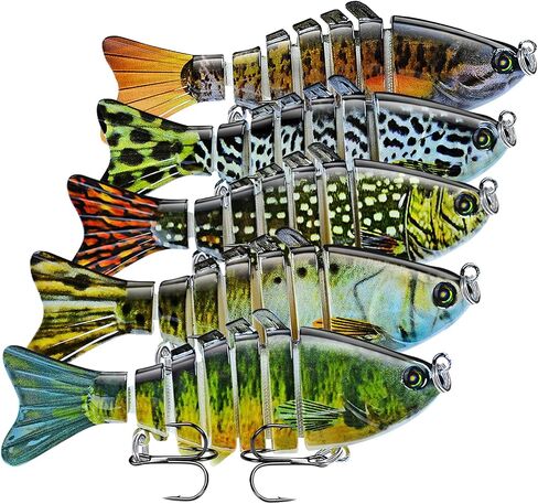 Keenjorika 5-Pack Fishing Lures Multi Jointed Fish Fishing Kits, Slow-Sinking Lifelike Segmented Swimbait Crankbaits, Realistic Swimming Action for Bass, Trout, Pike & Walleye – Freshwater & Saltwater in Saudi Arabia