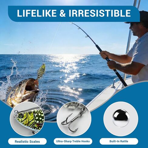 Keenjorika 5-Pack Fishing Lures Multi Jointed Fish Fishing Kits, Slow-Sinking Lifelike Segmented Swimbait Crankbaits, Realistic Swimming Action for Bass, Trout, Pike & Walleye – Freshwater & Saltwater in Saudi Arabia