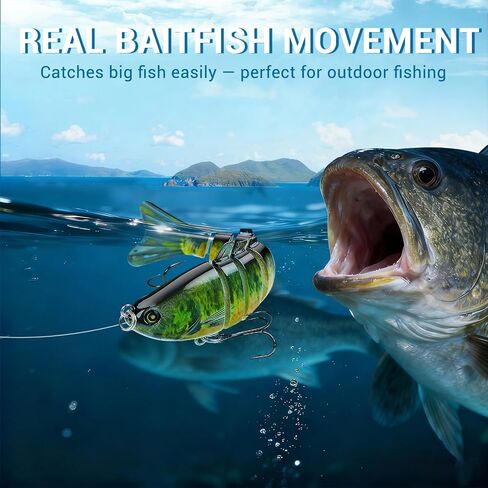 Keenjorika 5-Pack Fishing Lures Multi Jointed Fish Fishing Kits, Slow-Sinking Lifelike Segmented Swimbait Crankbaits, Realistic Swimming Action for Bass, Trout, Pike & Walleye – Freshwater & Saltwater in Saudi Arabia