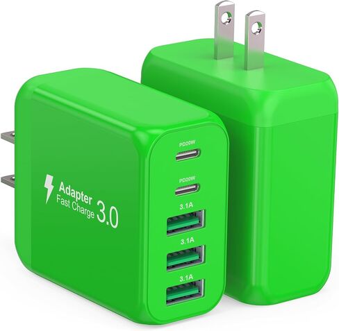 USB C Wall Charger Block, 2Pack 60W 5-Port C Charger Fast Charging Block in Kuwait