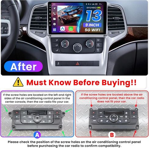 64G Car Radio Stereo for Jeep Grand Cherokee 2011 2012 2013: Upgrade Wireless Carplay Android Auto 1280 * 800 Touch Screen Head Unit Bluetooth GPS Navigation 5GWiFi FM Backup Camera in Kuwait