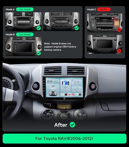 Car Stereo Radio for Toyota RAV4 2006-2012, Wireless CarPlay Android Auto in Kuwait