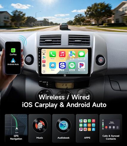 Car Stereo Radio for Toyota RAV4 2006-2012, Wireless CarPlay Android Auto in Kuwait