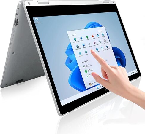 2 in 1 Window s 11 Laptop, 11.6 inch Laptop Computer, 8GB RAM, 256GB SSD Storage, 360 Degree Convertible Tablet Intel Processor, Webcam, WiFi, Type-C, Silver in Kuwait