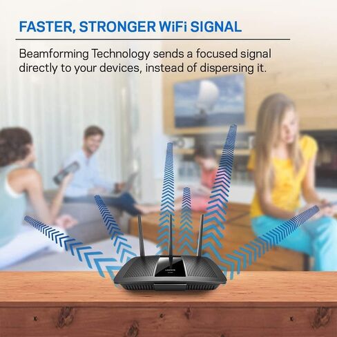 Linksys EA7300 Max-Stream: AC1750 Dual-Band Wi-Fi Router, Gigabit Ethernet Ports, 1,500 square-foot Range, 10 Devices, MU-MIMO (Black) in Kuwait