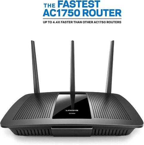 Linksys EA7300 Max-Stream: AC1750 Dual-Band Wi-Fi Router, Gigabit Ethernet Ports, 1,500 square-foot Range, 10 Devices, MU-MIMO (Black) in Kuwait