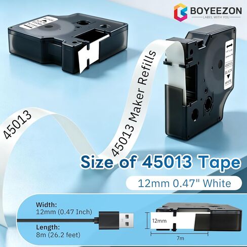 Compatible with Dymo D1 Label Tape 45013 Black on White 1/2 in x 23Ft, in Kuwait