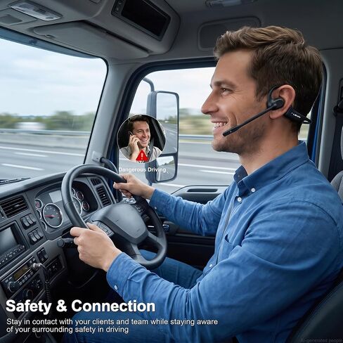 Open Ear Headphones with Mic, 29g Trucker Bluetooth Headset with Microphone, Dual Connect Bluetooth Headphones with mic, Sweatproof Wireless Headset with Mic for Work, Workout, Driver, Calls, Gift in Kuwait