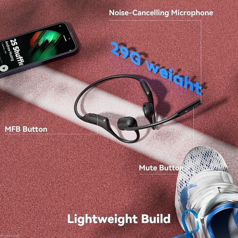 Open Ear Headphones with Mic, 29g Trucker Bluetooth Headset with Microphone, Dual Connect Bluetooth Headphones with mic, Sweatproof Wireless Headset with Mic for Work, Workout, Driver, Calls, Gift in Kuwait