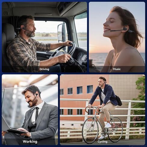 Open Ear Headphones with Mic, 29g Trucker Bluetooth Headset with Microphone, Dual Connect Bluetooth Headphones with mic, Sweatproof Wireless Headset with Mic for Work, Workout, Driver, Calls, Gift in Kuwait