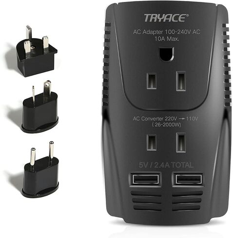 Upgraded 2000W Voltage Converter US to Europe for Hair Dryer Straightener -220V to 110V Converter for European Travel, 2300W Power Converter Adapter Combo with Dual USB for Tablet Camera Cell Phone in Kuwait